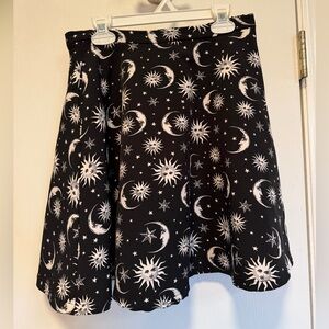Whimsigoth Black and White Celestial Print Skirt